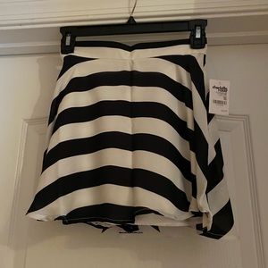 Black and White Striped Mini Skirt